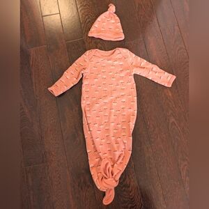 Tiny Kind Organic Cotton Baby Sleep Sack w/ Cap Newborn Sleep Set - Pink Floral